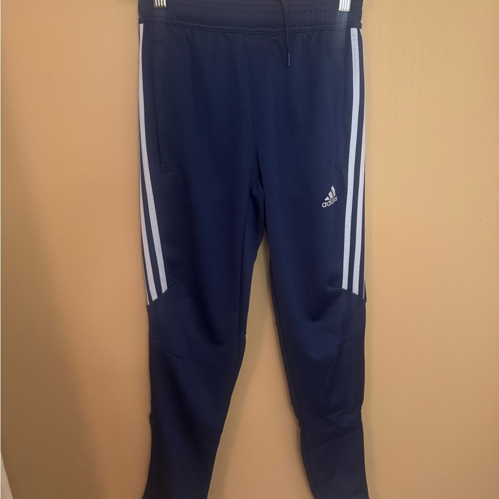 Adidas Kids Dark Blue Joggers with White Stripes